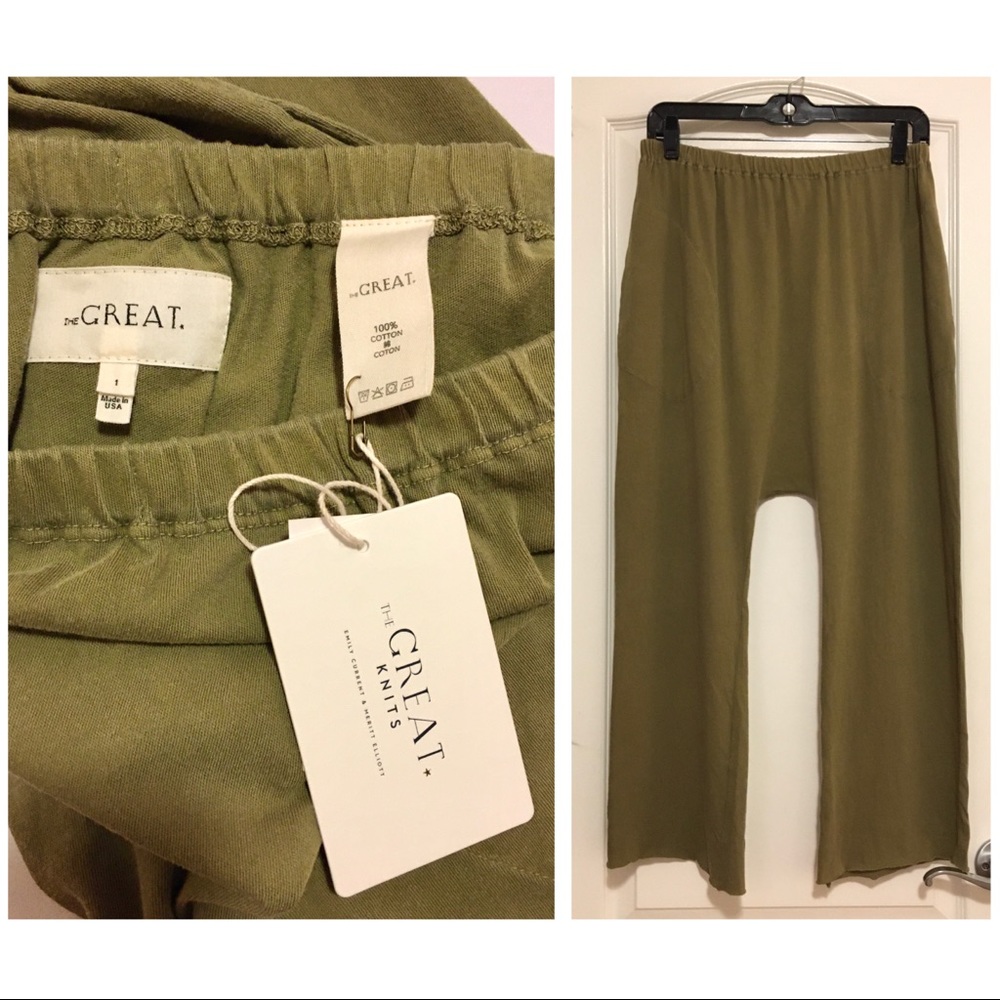 The Great The Jersey Crop Pant Olive Leaf 1 Small